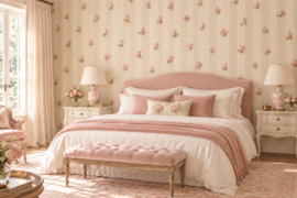Behang Bloemen crème roze AS Romantica 30447-4