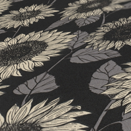 bloemen vlies behang zwart beige 37685-4