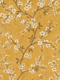 Geel bloemen behang 456721