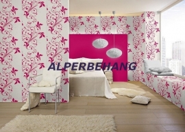 roze wit bloemen behang 244