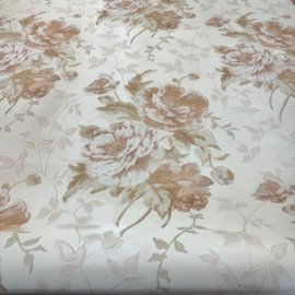 Engelse bloemen behang glim satijn beige rozen 95586-2