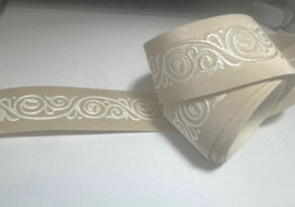 Behangrand Satijn Look Beige/Wit – 2,8 cm x 5 m