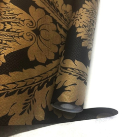 Barok Zwart en Goud – Satijnen Behang voor een Chique Interieur 548-2