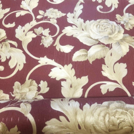 Cafe kroegen behang Rood goud glim bloemen 70cm breed exclusief