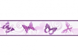 901224 behangrand vlinder paars