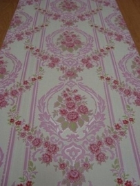 barok behang vinyl roze wit bloemen 94
