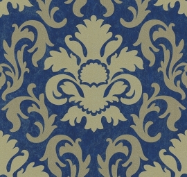 barok glitter blauw exclusief chic behang carat 13343-60