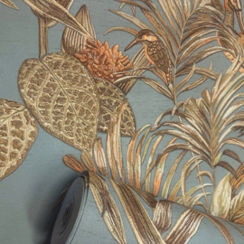 Vogel Behang Tropical Wallstitch DE120017 – Landelijk Behang – Groen – Tropisch Patroon – Wanddecoratie