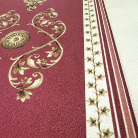 Hermitage Klassiek Behang in Rood en Goud Streepdessin