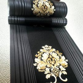 chique zwart goud barok behangrand