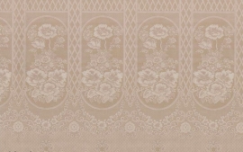 creme beige glitter bloemen vlies lambrisering behang 0055