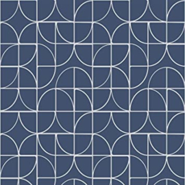 Blauw zilver retro behang 310108