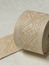 Crème klassieke behangrand met ornamenten 3,5 cm – 5 meter lang