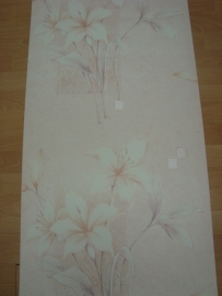 creme beige ecru  bloemen 3d vinyl behang 13