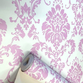 roze behang barok klassieke ornamenten