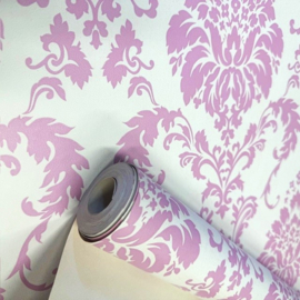 roze behang barok klassieke ornamenten