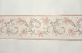 rand bloemen groen wit oud roze bladeren