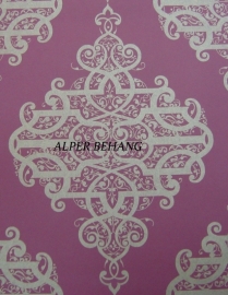 785449 vanity fair rood goud  barok behang