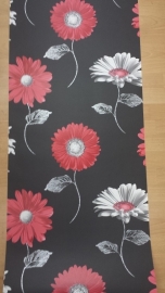 moderne bloemen behang rood wit