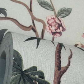 Vlies Behang 102106 Vogels – Mussen Kraanvogels – Linnenstructuur – Modern Natuurdesign