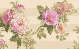 breed behangrand bloemen paars rose goud xxl