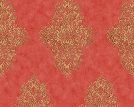 Rood goud barok behang 35110-6