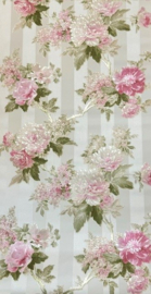 bloemen behang glitter strepen rozen