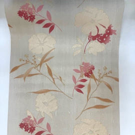 Bloemen behang beige rood creme Amaryllis bloem