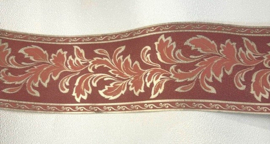 Goud behangrand bloemen rood glans