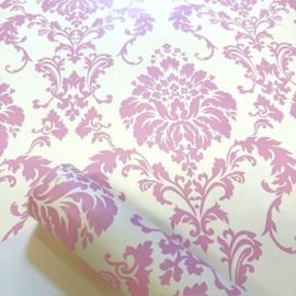 roze behang barok klassieke ornamenten