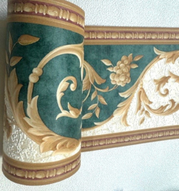 klassiek behangrand groen creme