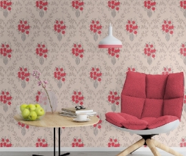 rood bloemen vinyl trendy behang 313744