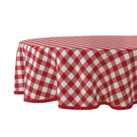 PVC Tafelzeil rood wit ruiten rond 20-w039