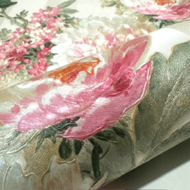 glitter behang bloemen boeketten rozen strepen