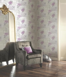 lila paars bloemen behang Options Bella 630401