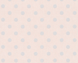 Stippen behang grijs roze 36148-1
