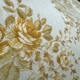 glitter engelse bloemen behang 34503-1