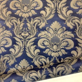 ornamenten behang barok marine blauw goud klassiek