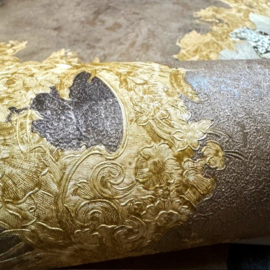 tijger behang betonlook klassiek kronen goud dieren