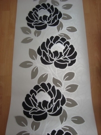 zwart wit zilver bloemen behang 05