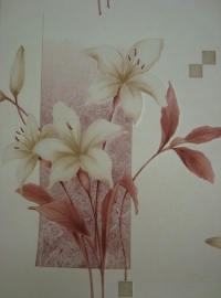 creme bruin modern bloemen  vinyl behang 14