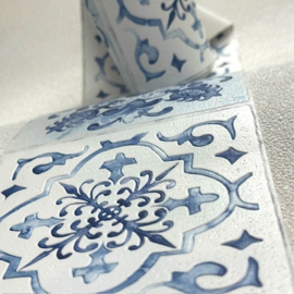 delfs blauw behangrand tegel look