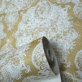 Goud barok behang glamour look met glitter