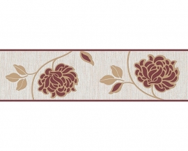 behangrand bloemen rood creme 226341