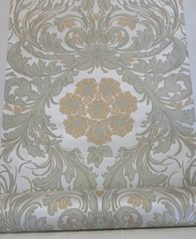 Exclusief Italiaans Vinyl Behang – Barokdesign met Gouden Glitter