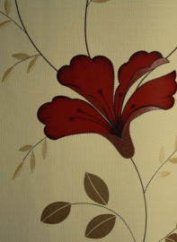 rood bloemen vinyl behang 42066-30