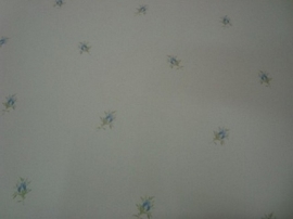 blauw creme engelse bloemen roosjes  behang opruiming 83
