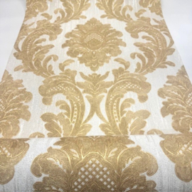 Glitter barok behang goud wit klassiek m95588
