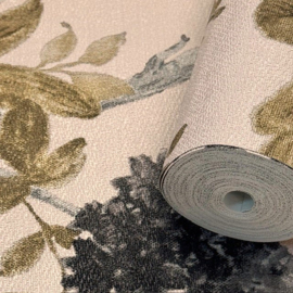 Cristiana Masi 25759 Vliesbehang – Linnenlook Pauwen Bloemen