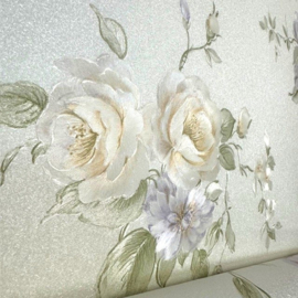 bloemen behang zachte kleuren glim
